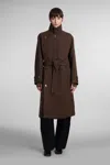 Lemaire Asymmetrical Wool Coat In Brown