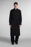 Lemaire Coat In Black Wool In Black