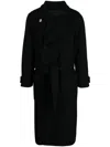 Lemaire Wrap Wool Coat In Black