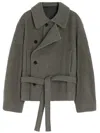 Lemaire Short Coat With Asymmetrical Button Panel In Brown