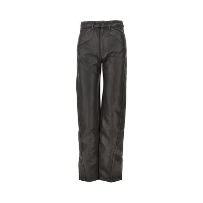 Lemaire Coated Denim Twisted Pants In Black
