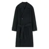 Lemaire Wool And Alpaca Long Coat With Belt In Black