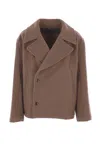 Lemaire Double-breasted Jacket In Brown