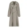Lemaire Double-breasted Belted Trench Coat In Gray