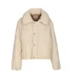 Lemaire Short Puffer Jacket Large Collar In Neutral
