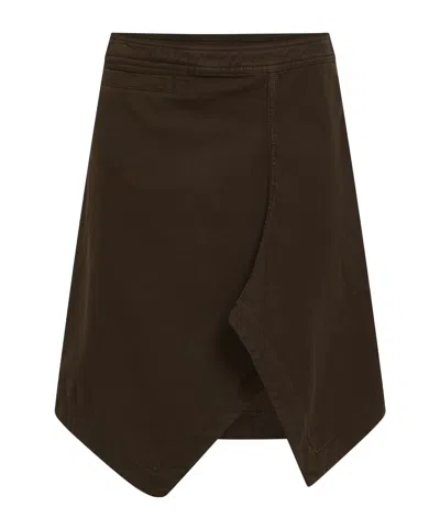 Lemaire Cocoa Denim Asymmetric Skirt In Brown