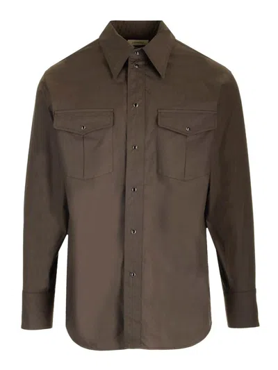 Lemaire Coffee Brown Cotton Shirt