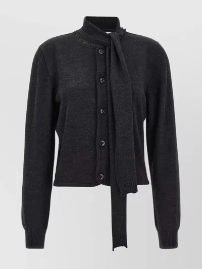 Lemaire Grey Twisted Cardigan In Gray