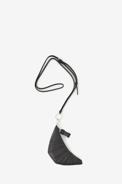 Lemaire Coin Purse With Croissant Strap In Black