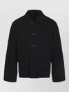 Lemaire Collared Boxy Jacket Front Pockets Stitching In Black