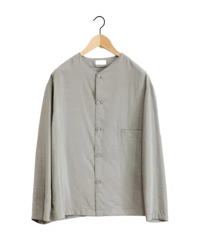 Lemaire Collarless Long-sleeved Shirt In Gray