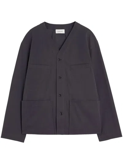 Lemaire Collarless Overshirt Clothing In Grey