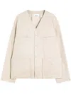 Lemaire Collarless Overshirt In Neutrals