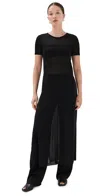 Lemaire Black Column Slits Midi Dress In Black