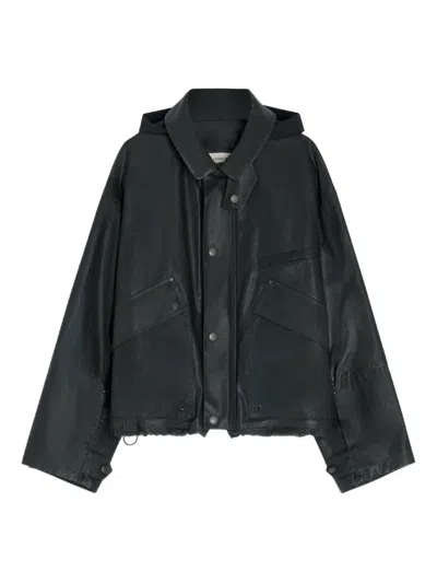 Lemaire Concealed-hood Rain Jacket In Black