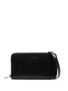 Lemaire Continental Leather Wallet On Strap In Black