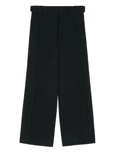 Lemaire Contrast-stitching Trousers In Black