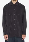 Lemaire Convertible Collar Shirt In Black