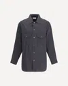 Lemaire Convertible Collar Shirt In Gray