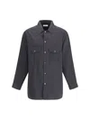 Lemaire Convertible Collar Shirt In Gray