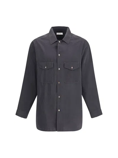 Lemaire Convertible Collar Shirt In Gray