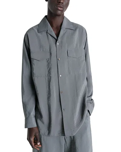 Lemaire Convertible Collar Shirt In Gray