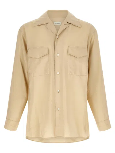 Lemaire Convertible Collar Shirt In Neutral