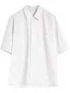 Lemaire Boxy White Short-sleeve Shirt With Classic Collar In Beige