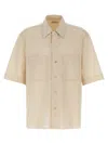 Lemaire Boxy-cropped Short-sleeved Shirt With Dual Chest Pockets In Beige
