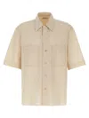 Lemaire Boxy-cropped Short-sleeved Shirt With Dual Chest Pockets In Beige