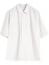 Lemaire Boxy White Short-sleeve Shirt With Classic Collar In Neutrals