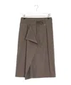 Lemaire Skirt In Brown Wool And Polyester In Walnut Color