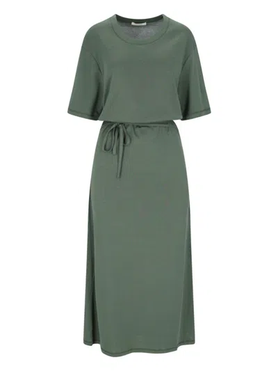 Lemaire Cord Belt Dropped Shoulder Maxi Dress In Smoky Green