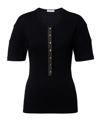 Lemaire Cotton And Linen Henley Shirt In Multi