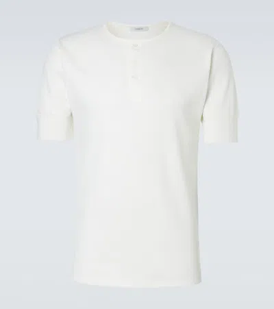 Lemaire Cotton And Linen Jersey Henley Shirt In White