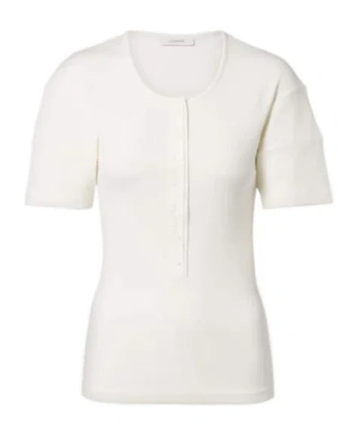 Lemaire Cotton And Linen Jersey Henley Shirt In Multi