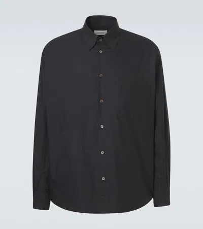 Lemaire Long-sleeved Curved Hem Regular Shirt In Black