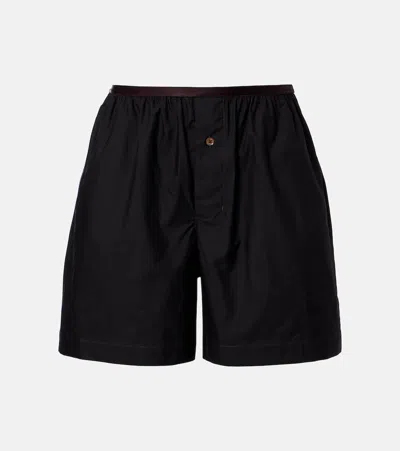 Lemaire Cotton And Silk Shorts In Black