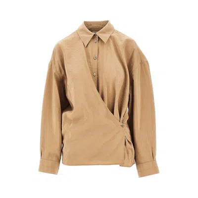 Lemaire Cotton And Silk Twisted Shirt In Nude