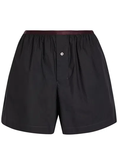 Lemaire Cotton And Silk-blend Boxer Shorts In Black