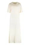 Lemaire Cotton Blend Dress With Waist Tie Detail In Neutral
