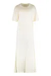 Lemaire Cotton Blend Dress With Waist Tie Detail In Neutral