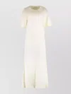 Lemaire Cotton Blend Dress With Waist Tie Detail In Neutral