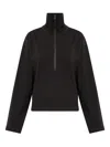 Lemaire Cotton Blend Half-zip Sweater In Black
