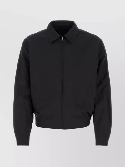 Lemaire Cotton Blend Jacket With Elasticated Hem In Black