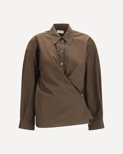 Lemaire Cotton Blend Shirt In Brown