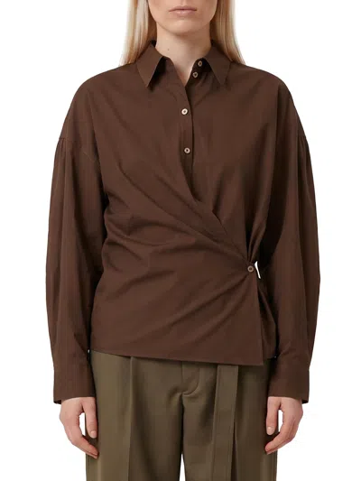 Lemaire Cotton Blend Shirt In Brown