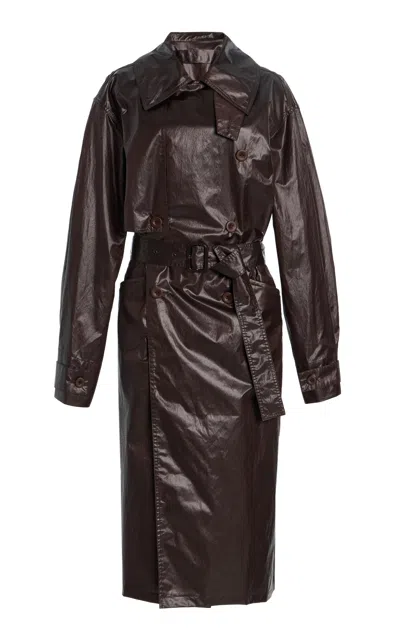 Lemaire Cotton-blend Trench Coat In Brown