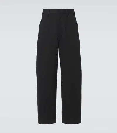 Lemaire Cotton Drill Barrel-leg Pants In Black