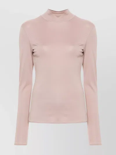 Lemaire Cotton High-neck Jersey Top With Long Sleeves In Violet Ice
